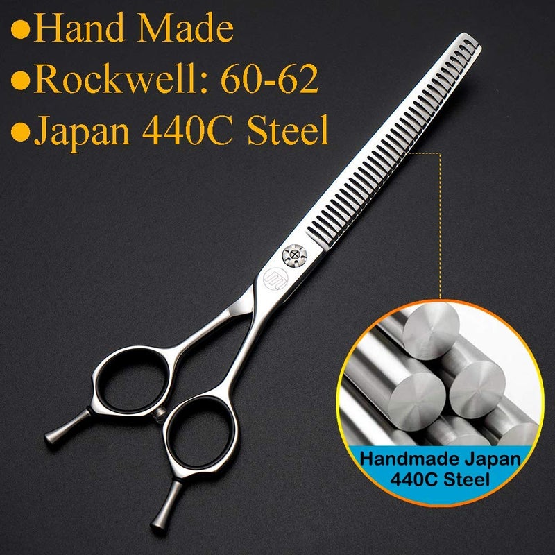 Moontay Professional 7.0" Dog Grooming Chunkers Scissors, Upward Curved Pets Grooming Thinning/Blending Shears - Japan 440C Stainless Steel for Pet Groomers or Family DIY Use - Image 4
