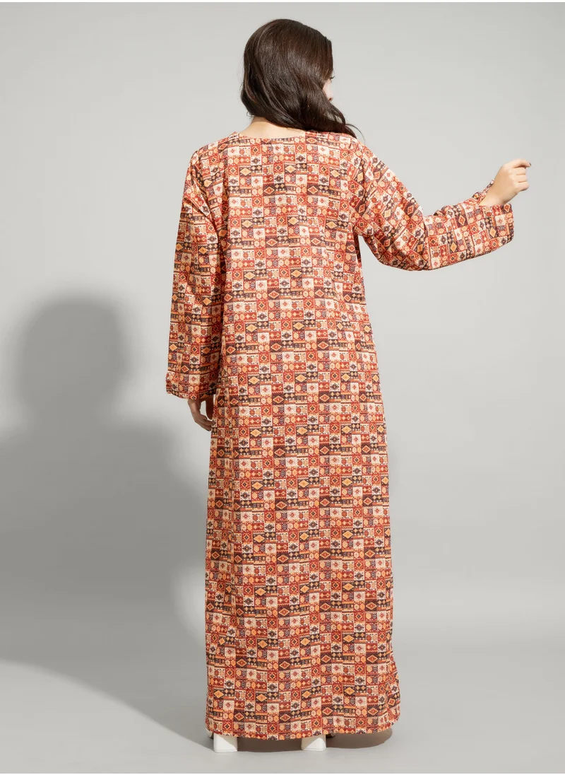 IKKXA Abstract Design Modern Jalabiya IN9219 Beige