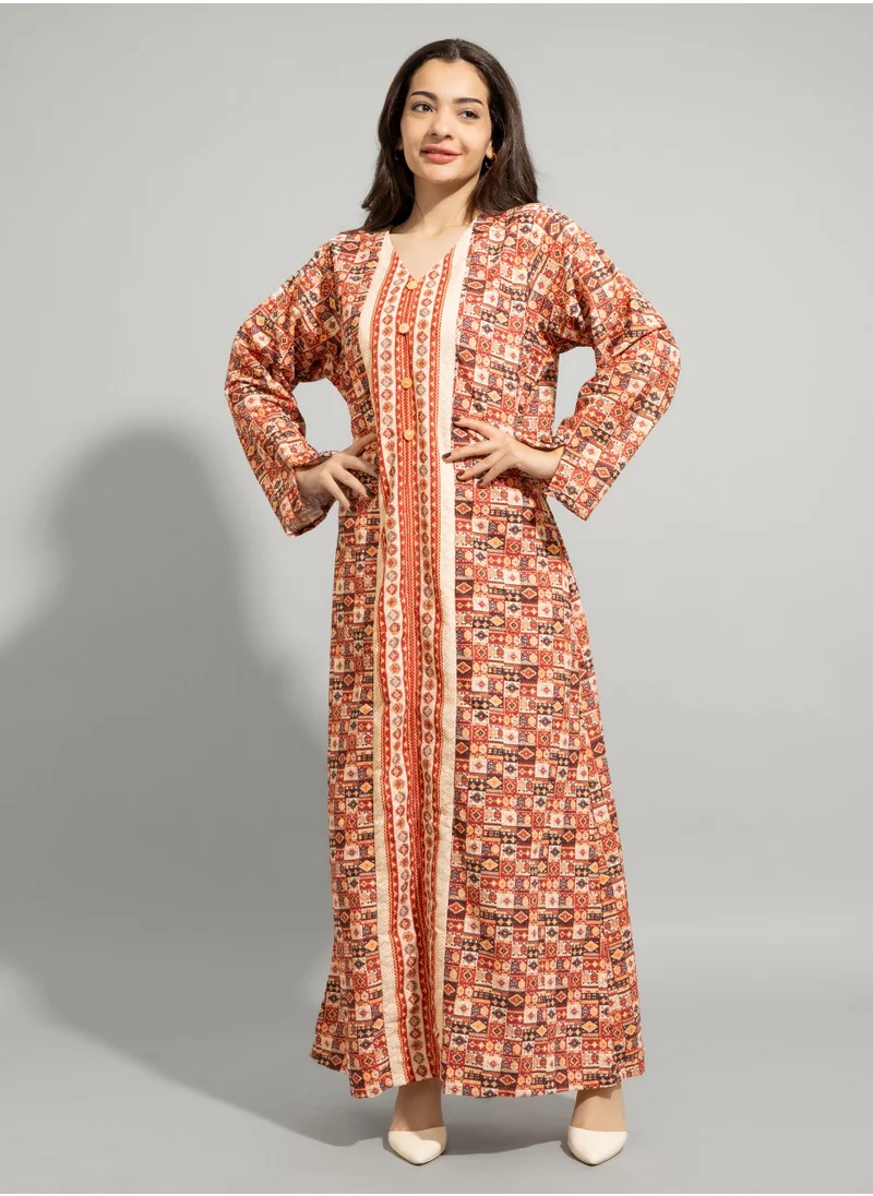 IKKXA Abstract Design Modern Jalabiya IN9219 Beige