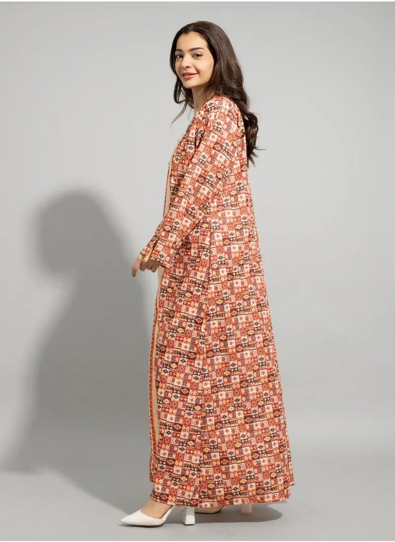 IKKXA Abstract Design Modern Jalabiya IN9219 Beige