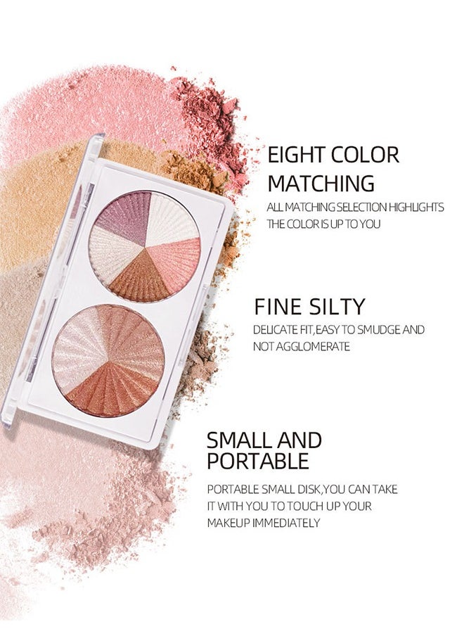 Misiou Beauty - 8 Colors Shimmer Highlighter Diy You Color,Contour &Blush& Highlighter Disc Made With High-Quality Ingredients,Metallic Glitter Shimmer Bronzer, Pearl White, Pink, Champagne - Image 1
