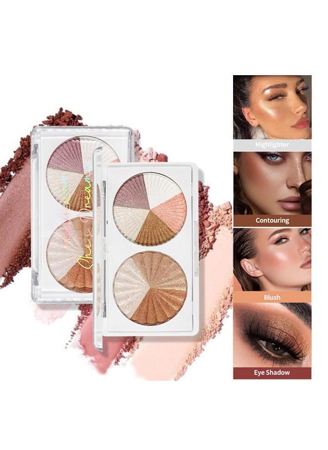 Misiou Beauty - 8 Colors Shimmer Highlighter Diy You Color,Contour &Blush& Highlighter Disc Made With High-Quality Ingredients,Metallic Glitter Shimmer Bronzer, Pearl White, Pink, Champagne - Image 1