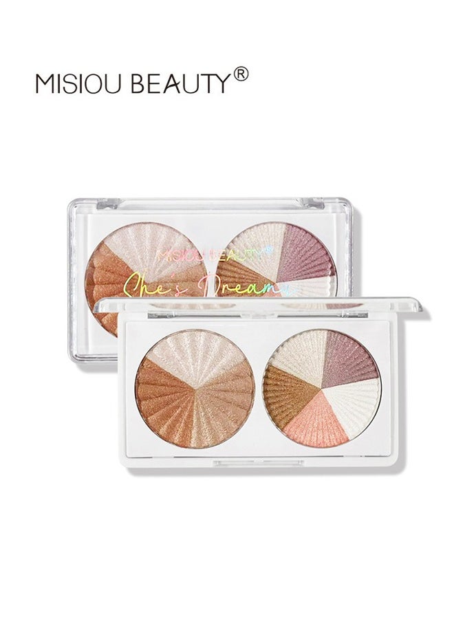 Misiou Beauty - 8 Colors Shimmer Highlighter Diy You Color,Contour &Blush& Highlighter Disc Made With High-Quality Ingredients,Metallic Glitter Shimmer Bronzer, Pearl White, Pink, Champagne - Image 1