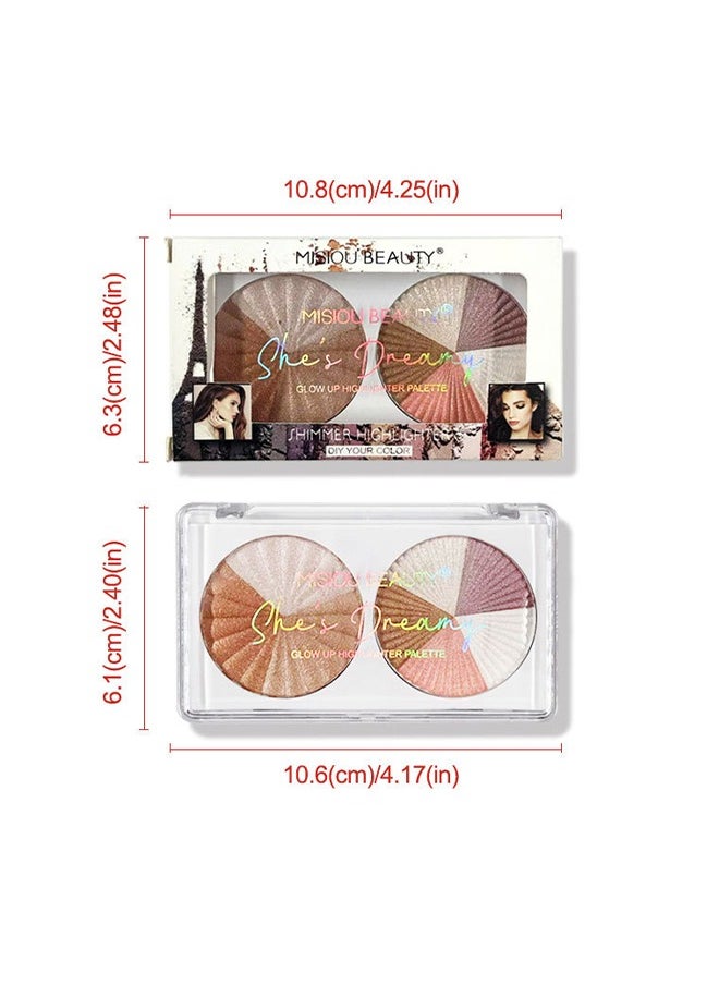 Misiou Beauty - 8 Colors Shimmer Highlighter Diy You Color,Contour &Blush& Highlighter Disc Made With High-Quality Ingredients,Metallic Glitter Shimmer Bronzer, Pearl White, Pink, Champagne - Image 1