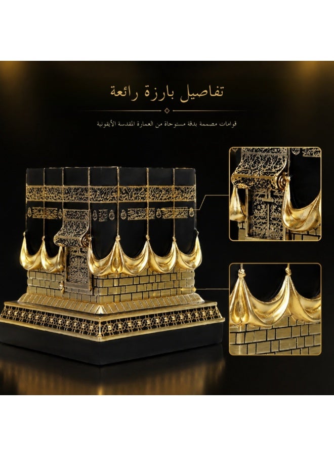 نموذج تزيين الكعبة من الراتنج، ديكور طاولة إسلامي بلون أسود وذهبي، هدية تذكارية لرمضان وعيد الفطر للمنزل والمكتب - Image 1