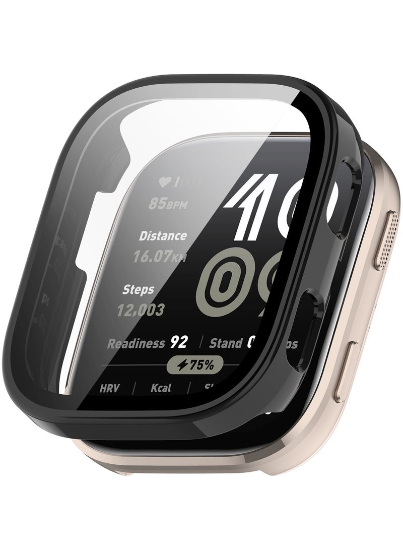 Case for Amazfit BIP 6 Tempered Glass+ Hard PC Cover, Coverage Protective Bumper Case Compatible with Amazfit BIP6 Protector Accessories (Black) - Image 1