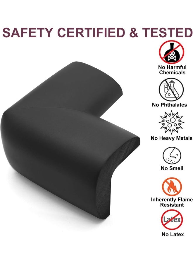 BE Baby Proofing Edge Corner Protector, 20.5 ft (18.1ft Edge + 8 Corners) Baby Proof Corner Guards,Thick Table Bumper Guard, 3M Pre-Taped Corners, Soft Rubber Foam Guard Heavy-Duty Black - Image 4
