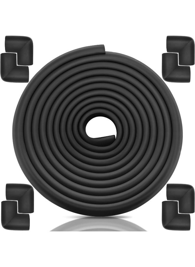 BE Baby Proofing Edge Corner Protector, 20.5 ft (18.1ft Edge + 8 Corners) Baby Proof Corner Guards,Thick Table Bumper Guard, 3M Pre-Taped Corners, Soft Rubber Foam Guard Heavy-Duty Black - Image 1