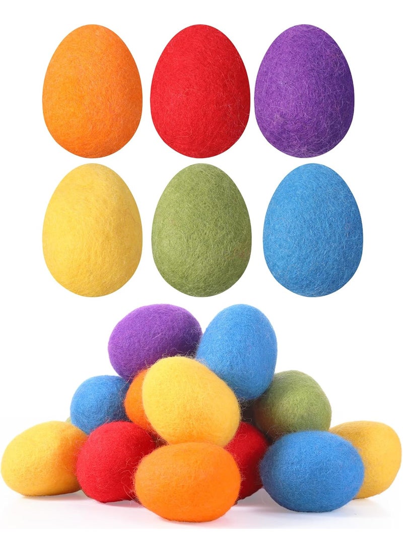 Moukeren Moukeren 18 Pcs Felted Easter Eggs Decor Wool Felt Pastel Eggs 24 in Tall Rainbow Color for Spring Crafts Tree Hanging Ornaments Party Decor  - Image 1