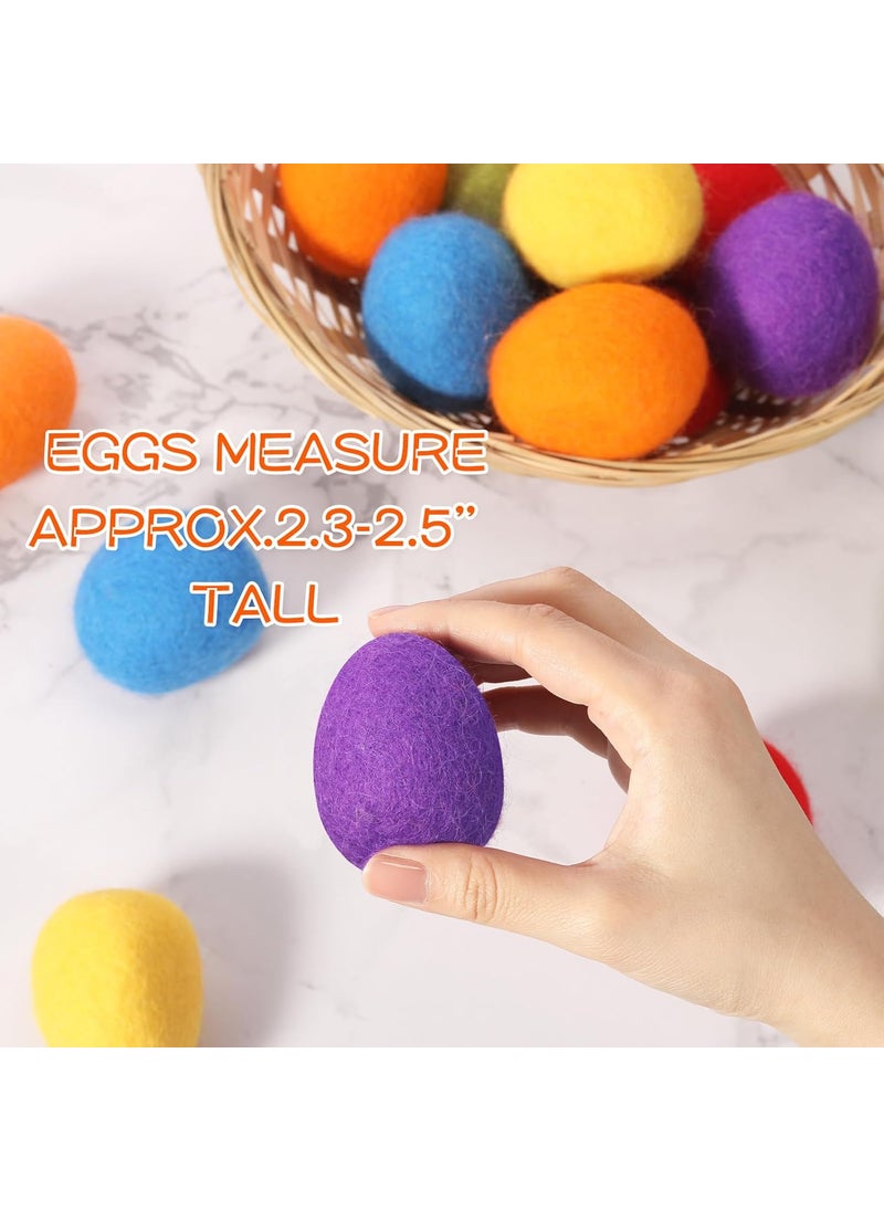 Moukeren Moukeren 18 Pcs Felted Easter Eggs Decor Wool Felt Pastel Eggs 24 in Tall Rainbow Color for Spring Crafts Tree Hanging Ornaments Party Decor  - Image 4