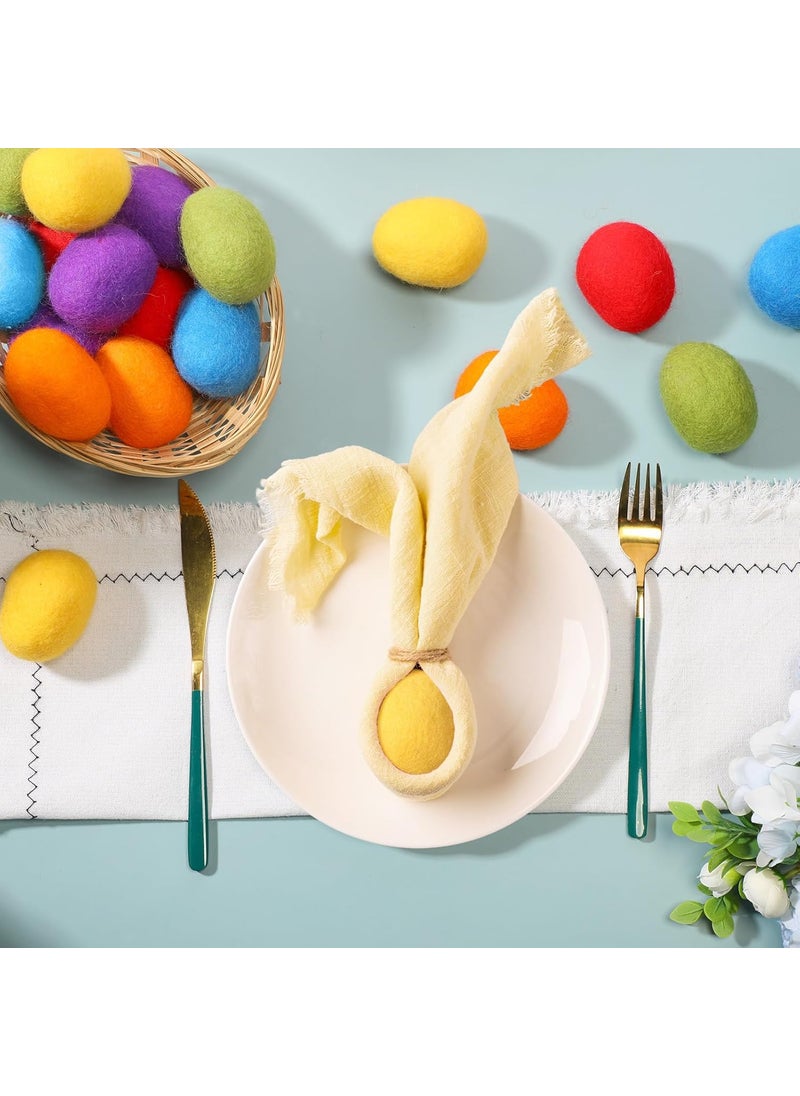 Moukeren Moukeren 18 Pcs Felted Easter Eggs Decor Wool Felt Pastel Eggs 24 in Tall Rainbow Color for Spring Crafts Tree Hanging Ornaments Party Decor  - Image 5