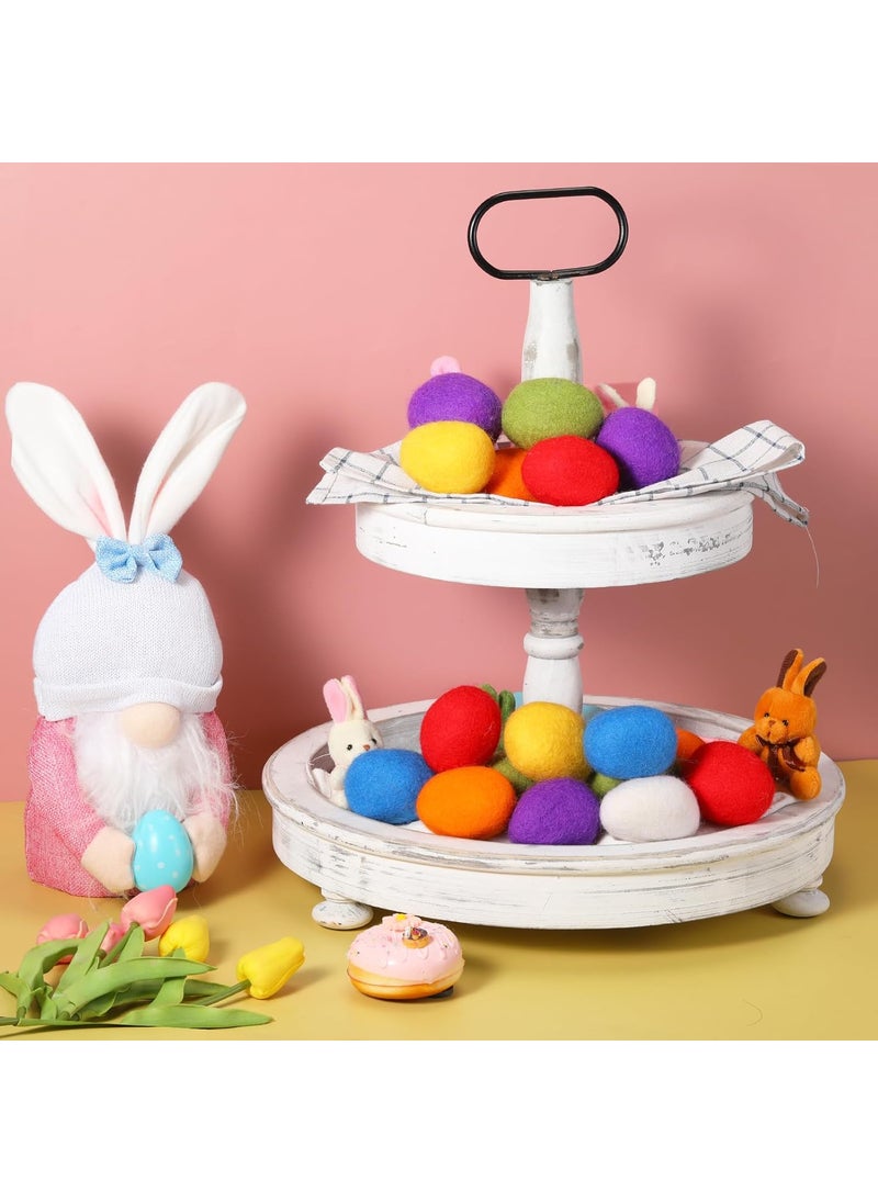 Moukeren Moukeren 18 Pcs Felted Easter Eggs Decor Wool Felt Pastel Eggs 24 in Tall Rainbow Color for Spring Crafts Tree Hanging Ornaments Party Decor  - Image 2