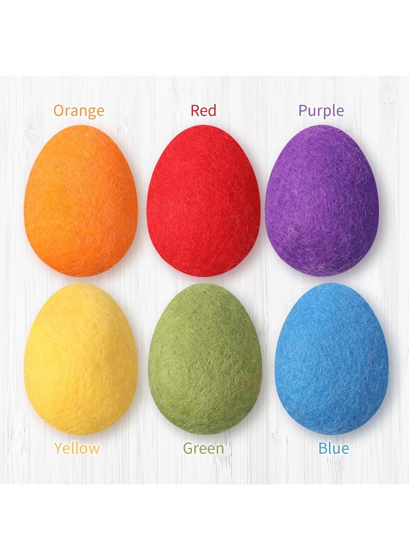 Moukeren Moukeren 18 Pcs Felted Easter Eggs Decor Wool Felt Pastel Eggs 24 in Tall Rainbow Color for Spring Crafts Tree Hanging Ornaments Party Decor  - Image 3