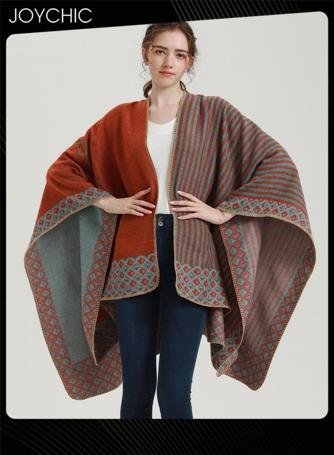 Joychic شال مخطط للنساء لخريف وشتاء في الهواء الطلق مقاوم للرياح دافئ - Image 2