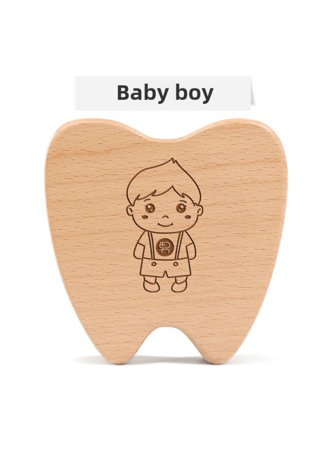 Wooden Teeth Commemorative Box Boys And Girls Fetal Hair Children's Collection Box Baby's Teeth Replacement Storage Box-Color:Y Handsome Dog Teeth-Mouse  - Image 5