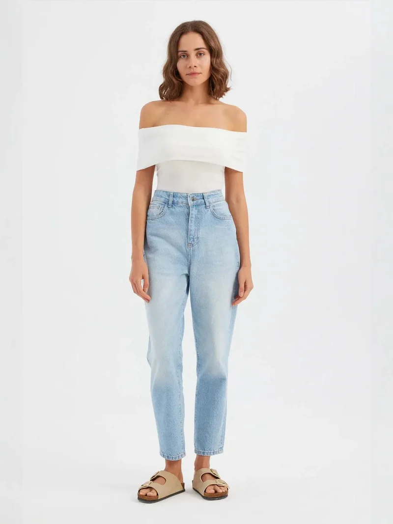 HICCUP White Off-Shoulder Ruched Bodycon Crop Top for Women | Best Price UAE