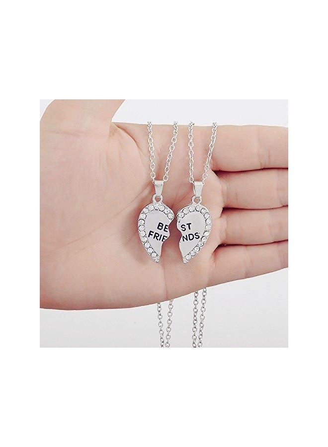 اليشمك طقم قلادة بدلاية على شكل قلب مصنوعة من سبيكة معدنية مكون من قطعتين - Image 2