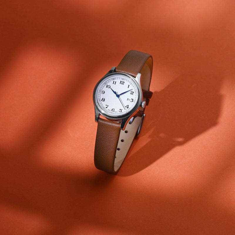 WOCCI 14mm Lug Width, Elegant Watch Band, Genuine Leather Replacement Strap with Silver Buckle (Terracotta Brown) - Image 2