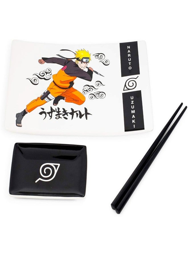 Naruto Sushi Plate Set - Anime Home Decor Bundle with Sushi Plate, Dipping Saucer, Chopsticks for Adults, Teens | Collectible Naruto Kitchen Decor Gift Set - Image 2