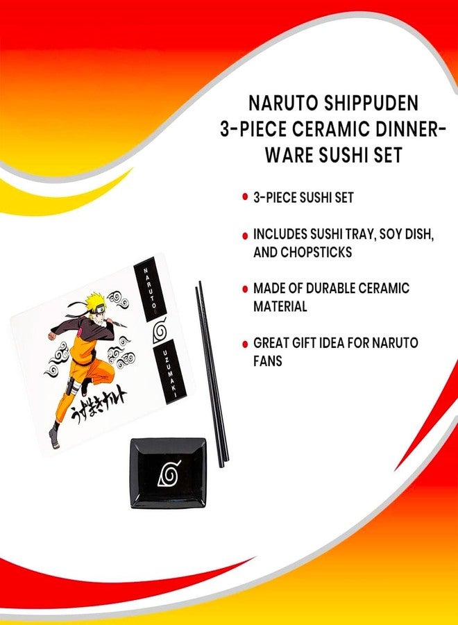 Naruto Sushi Plate Set - Anime Home Decor Bundle with Sushi Plate, Dipping Saucer, Chopsticks for Adults, Teens | Collectible Naruto Kitchen Decor Gift Set - Image 5