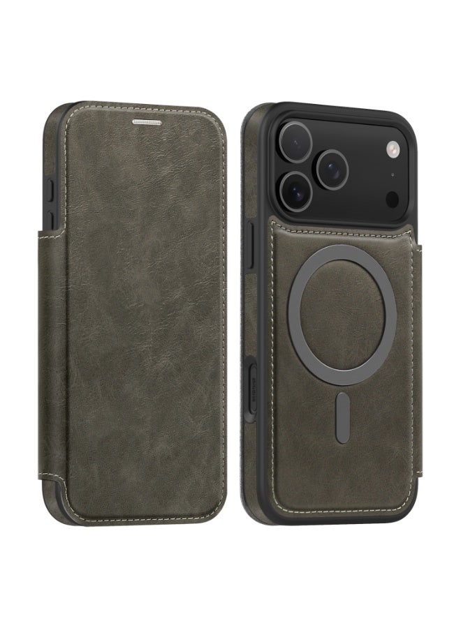 Magnetic Flip Leather Wallet Case for iPhone 17 Pro Max / 17 Pro with RFID Blocking Card Slot, Full Coverage Shockproof Cover - Image 4