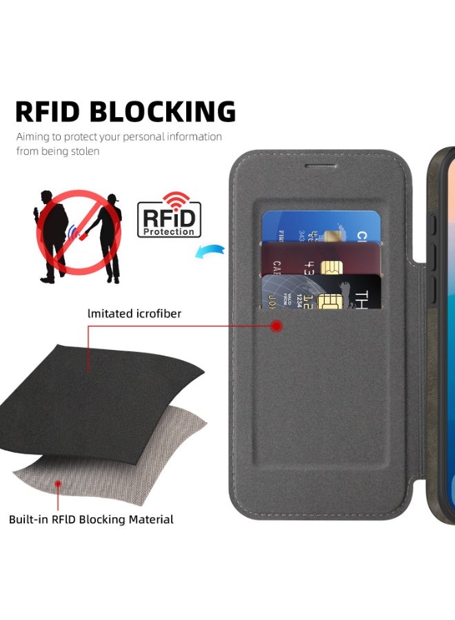 Magnetic Flip Leather Wallet Case for iPhone 17 Pro Max / 17 Pro with RFID Blocking Card Slot, Full Coverage Shockproof Cover - Image 5