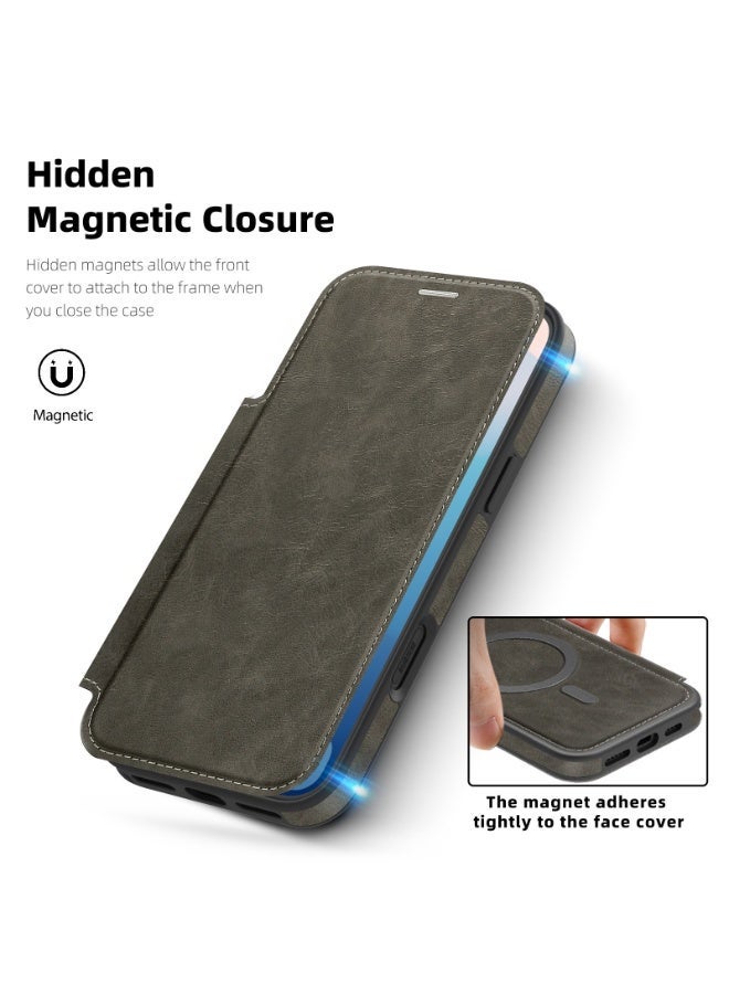 Magnetic Flip Leather Wallet Case for iPhone 17 Pro Max / 17 Pro with RFID Blocking Card Slot, Full Coverage Shockproof Cover - Image 3