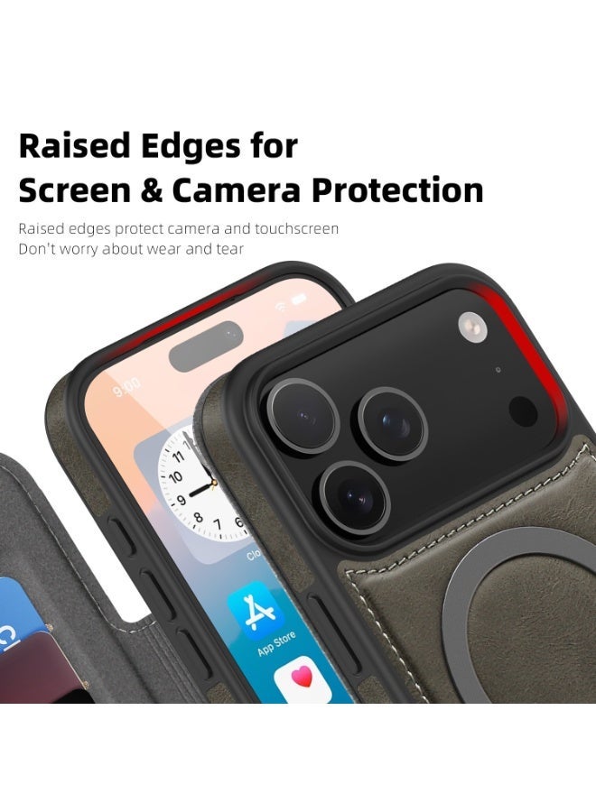 Magnetic Flip Leather Wallet Case for iPhone 17 Pro Max / 17 Pro with RFID Blocking Card Slot, Full Coverage Shockproof Cover - Image 2