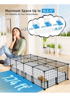 BUCATSTATE 20 Panels Guinea Pigs Cages: BUCATSTATE Small Animal Cage with Waterproof Mat, 47" L*24" W*12" H Metal Hedgehog Cage with Door, C&C Cage for Guinea Pigs, Bunny, Hedgehogs, Chinchillas  - Image 4