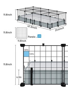 BUCATSTATE 20 Panels Guinea Pigs Cages: BUCATSTATE Small Animal Cage with Waterproof Mat, 47" L*24" W*12" H Metal Hedgehog Cage with Door, C&C Cage for Guinea Pigs, Bunny, Hedgehogs, Chinchillas  - Image 3