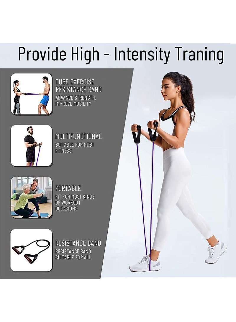 أنيثينجبيسيك أنبوب تمارين المقاومة شديد الصلابة بطول 1200 مم، وسمك الجدار 7 مم، وقطر 11 مم مع مقبض من الإسفنج | أرجواني | المادة: مطاط طبيعي | شريط مقاومة للرجال والنساء - Image 3