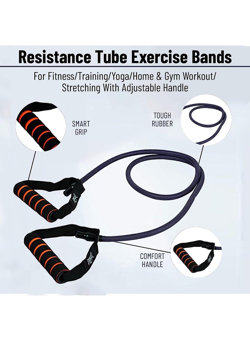 أنيثينجبيسيك أنبوب تمارين المقاومة شديد الصلابة بطول 1200 مم، وسمك الجدار 7 مم، وقطر 11 مم مع مقبض من الإسفنج | أرجواني | المادة: مطاط طبيعي | شريط مقاومة للرجال والنساء - Image 4