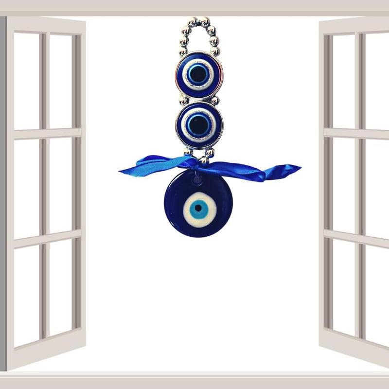 RIPE INDIA RIPE INDIA Blue Eyes Evil Eye Nazar Battu Hanging for Home Car for Good Luck Prosperity Glass Blue - Image 4