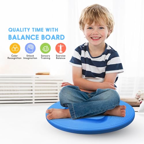 MOCUTEEN Kids Maze Balance Board - Wobble Trainer for Ski Surf Snowboard, Non-Slip Sensory Rocker Ages 3-12, Core Therapy & Skate Prep Ocean blue - Image 2