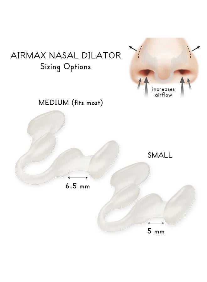 airmax موسع أنفي لتحسين النوم - جهاز طبيعي ومريح مضاد للشخير، حل للشخير لزيادة تدفق الهواء وسهولة التنفس - عبوة تجريبية بحجمين (صغير ومتوسط - شفاف) - Image 2