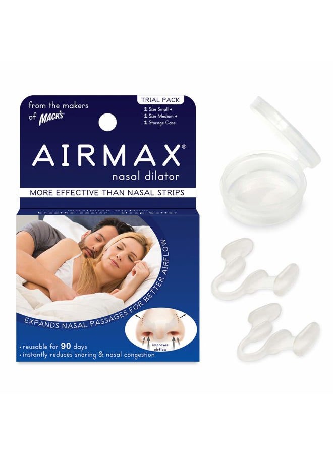 airmax موسع أنفي لتحسين النوم - جهاز طبيعي ومريح مضاد للشخير، حل للشخير لزيادة تدفق الهواء وسهولة التنفس - عبوة تجريبية بحجمين (صغير ومتوسط - شفاف) - Image 1