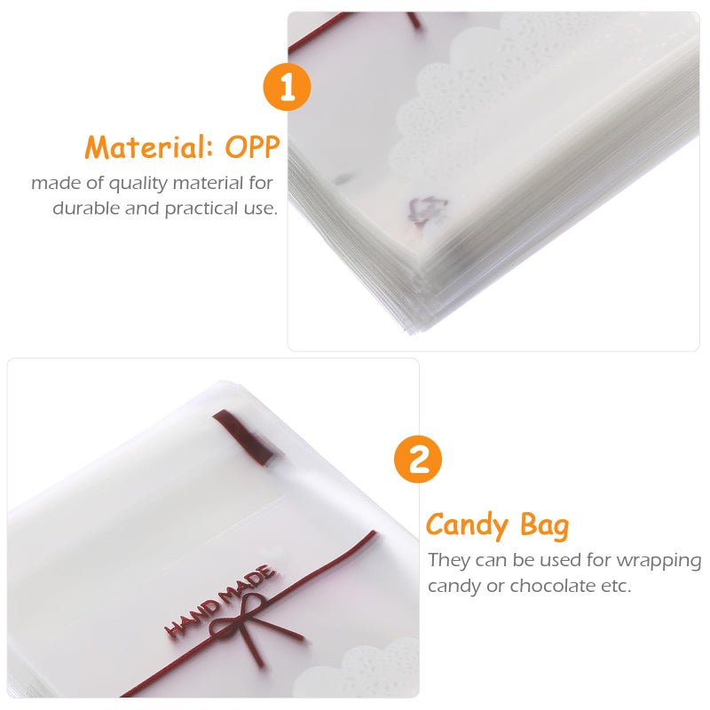 Self Adhesive Cellophane Cookie Bags 100 Pcs Small Size For Candy Party Treats Baking - Image 4