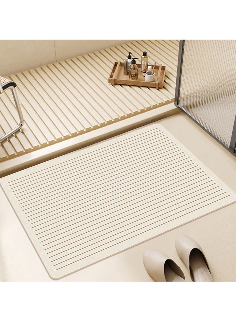 TYCOM Cloth Bath Mat Super Absorbent Bathtub Mat with Non-Slip Anti-Slip Bathroom Floor Mats and Quick Dry Bath Rug Thickened Soft Easier Clean Carpet 50 By 80 CM Straight Line.