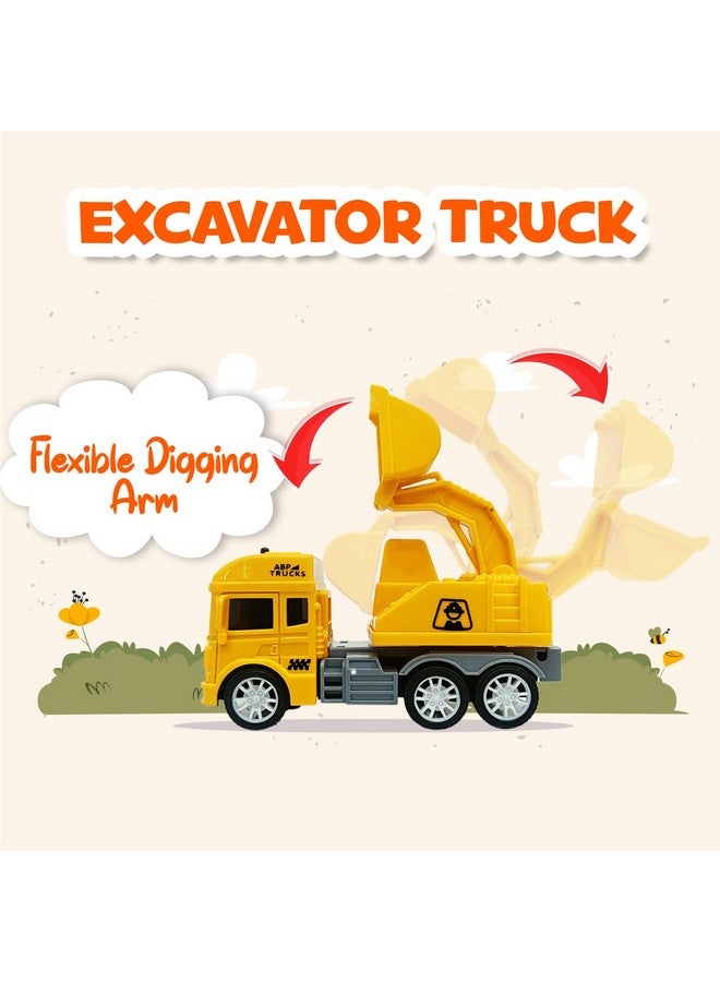 Wembley 4Pcs Construction Vehicle Truck Push & Go Playset Friction Powered Truck for Kids Age 2 3 4 5 6 Year Unbreakable Realistic Toy Truck with Crane Dumper Excavator Mixer Truck - Image 3