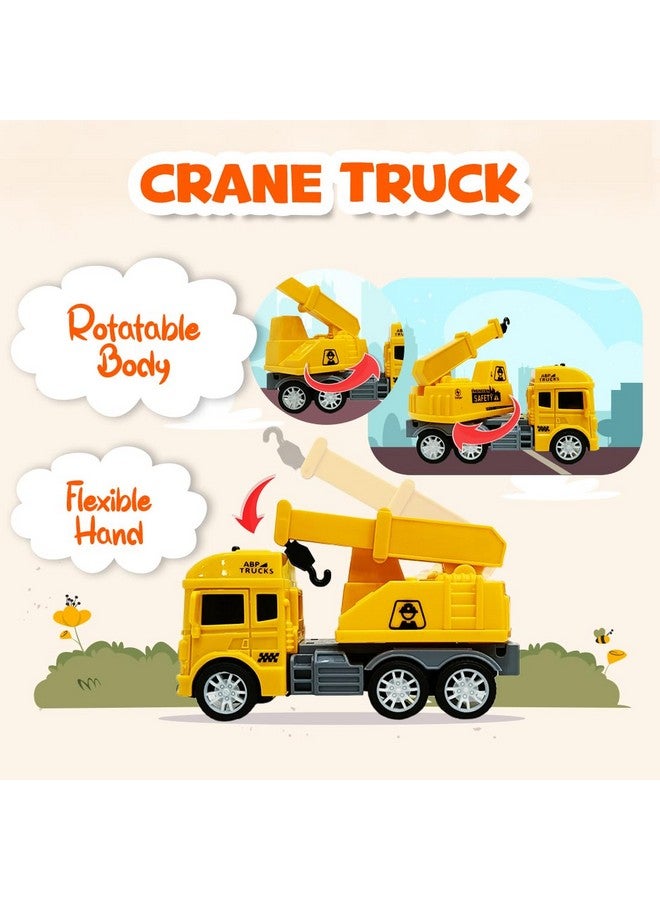 Wembley 4Pcs Construction Vehicle Truck Push & Go Playset Friction Powered Truck for Kids Age 2 3 4 5 6 Year Unbreakable Realistic Toy Truck with Crane Dumper Excavator Mixer Truck - Image 5