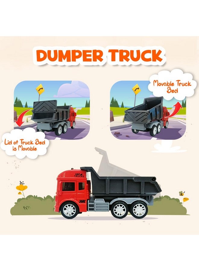 Wembley 4Pcs Construction Vehicle Truck Push & Go Playset Friction Powered Truck for Kids Age 2 3 4 5 6 Year Unbreakable Realistic Toy Truck with Crane Dumper Excavator Mixer Truck - Image 4