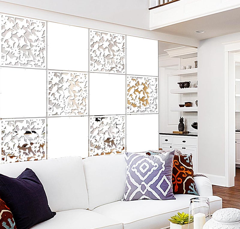 Lchen Hanging Room Divider Panel, 12 Pieces White Screen Panels Solid Board Cut Room Partition Home Decoration(Mixed,15.7"x15.7"x0.03") - Image 1