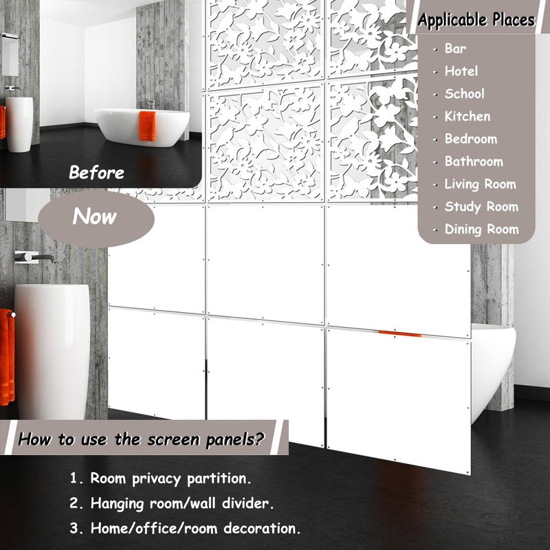 Lchen Hanging Room Divider Panel, 12 Pieces White Screen Panels Solid Board Cut Room Partition Home Decoration(Mixed,15.7"x15.7"x0.03") - Image 4