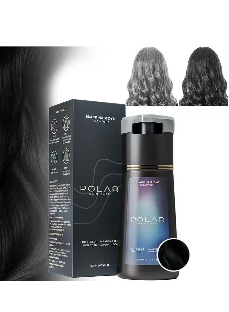 POLAR Hair Care Shampoo, Polar Hair Care Instant Dye Shampoo, Polar Hair Care Dye Shampoo (Black) - Image 1