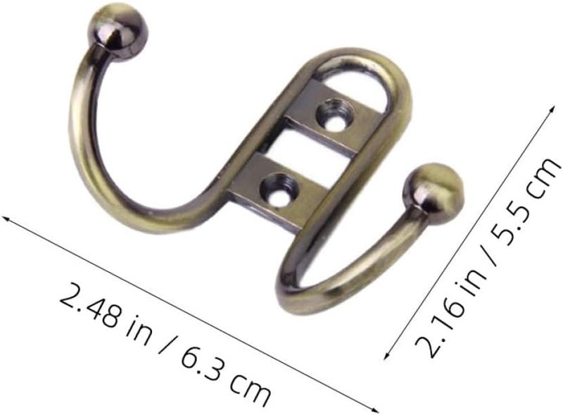 European Style Double Metal Wall Hooks 5pcs Zinc Alloy Coat Hangers Rustic Cabinet Hooks for Home Storage and Clothes Hanging - Image 2