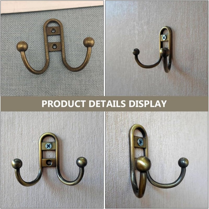European Style Double Metal Wall Hooks 5pcs Zinc Alloy Coat Hangers Rustic Cabinet Hooks for Home Storage and Clothes Hanging - Image 5