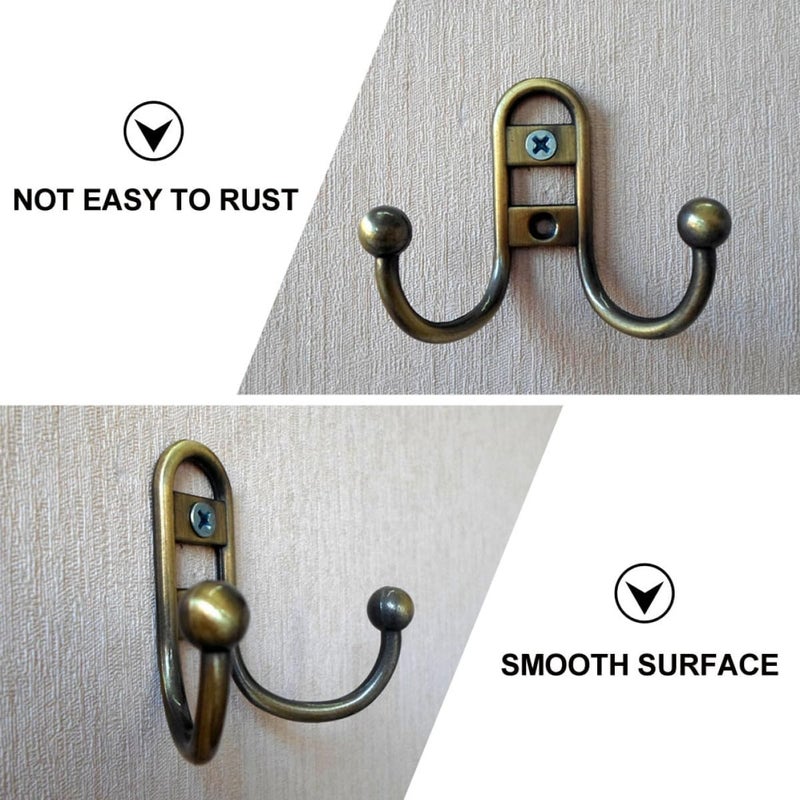 European Style Double Metal Wall Hooks 5pcs Zinc Alloy Coat Hangers Rustic Cabinet Hooks for Home Storage and Clothes Hanging - Image 3