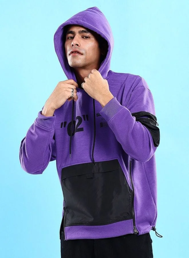 The Indian Garage Co Men Oversized Fit Printed Hooded Full Sleeves Sweatshirt