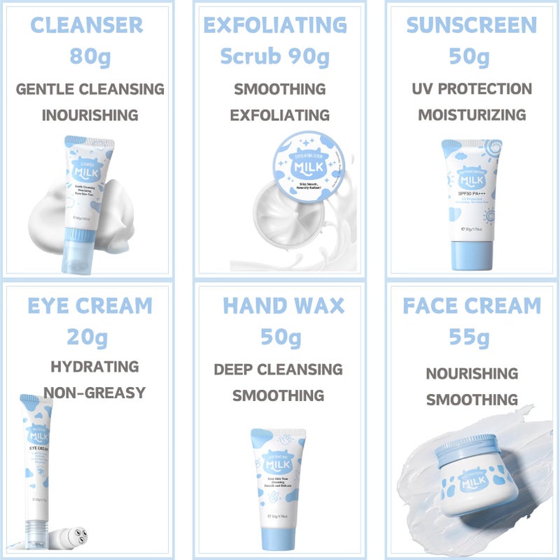 Evolvique Milk Skincare Set Teen Girls Gifts - Skin Care for Teens 10-12 - Skin Care Set Moisturizing - Skin Care Routine Kit for Women - Skincare for Girls 10-12 - with Eye&Face Cream,Sunscreen (7PCS, Milk) - Image 5
