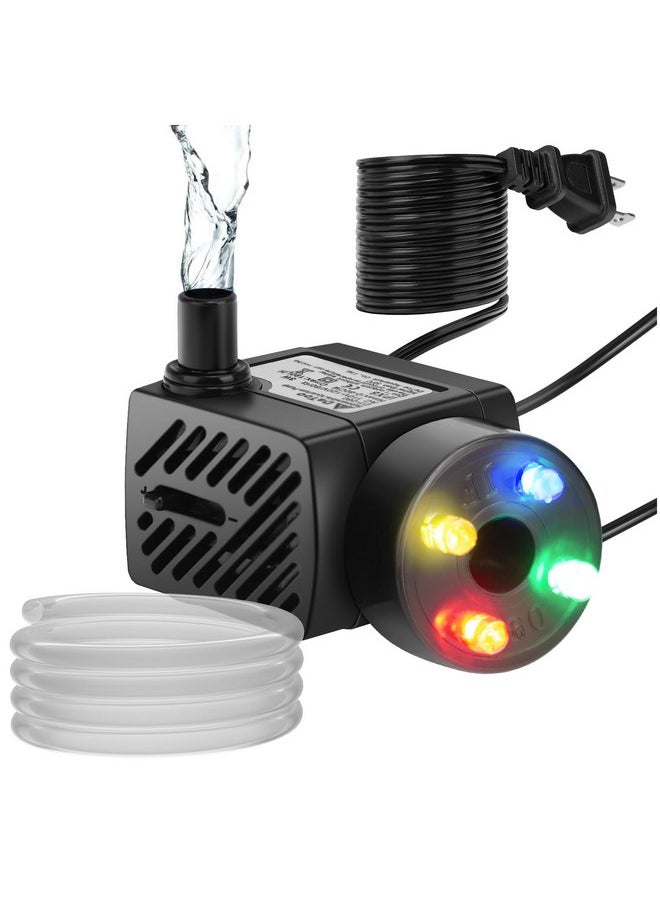 DATOO DaToo Mini Submersible Fountain Water Pump With LED Light 50GPH 3W Small Ultra Quiet Water Pump With Tubing For Aquarium Fish Tank Outdoor Pond Water Feature Fountain Statuary  - Image 1